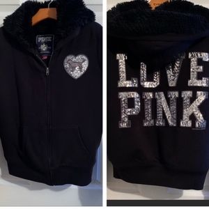 Victoria Secret PINK fuzzy sweatshirt w/ Bling